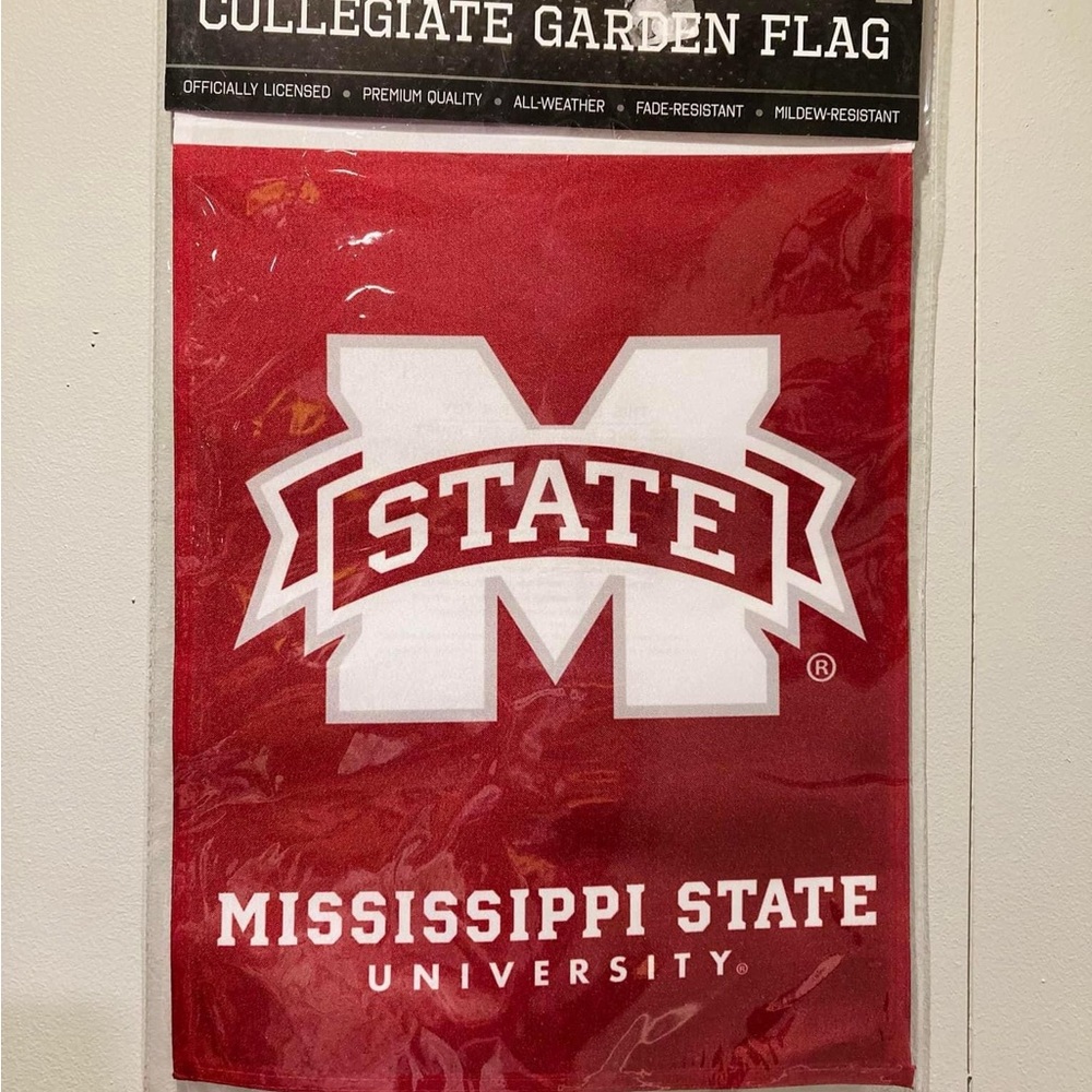 NCAA Mississippi State University Red and White Garden Flag